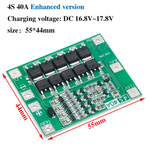 Плата защиты аккумулятора BMS 4S 40A 16.8 для Li-ion в Энгельсе